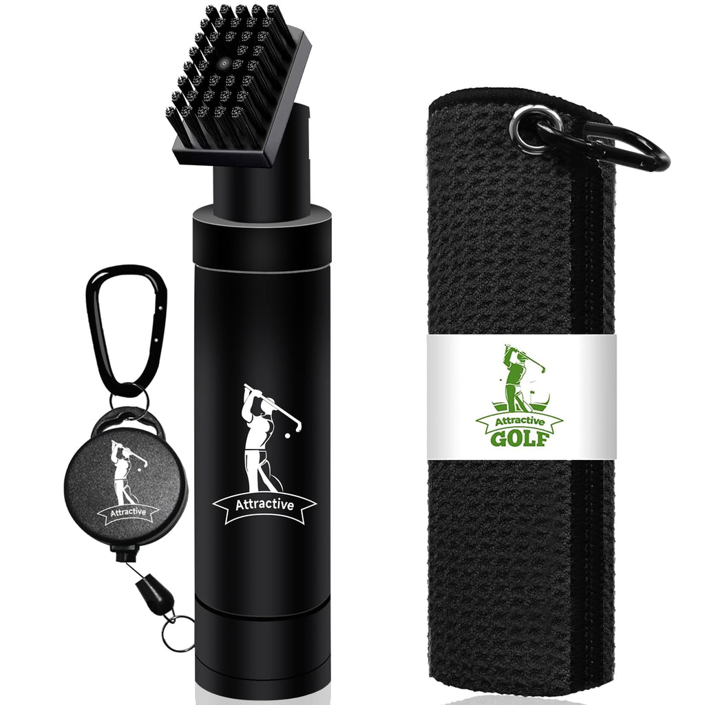 Fairways and Flopshots Golf Club Cleaner Set Includes Golf Water Brush and Waffle Pattern Golf Towel. Golf Club Brush/Golf Accessories for Men/Golf Gifts