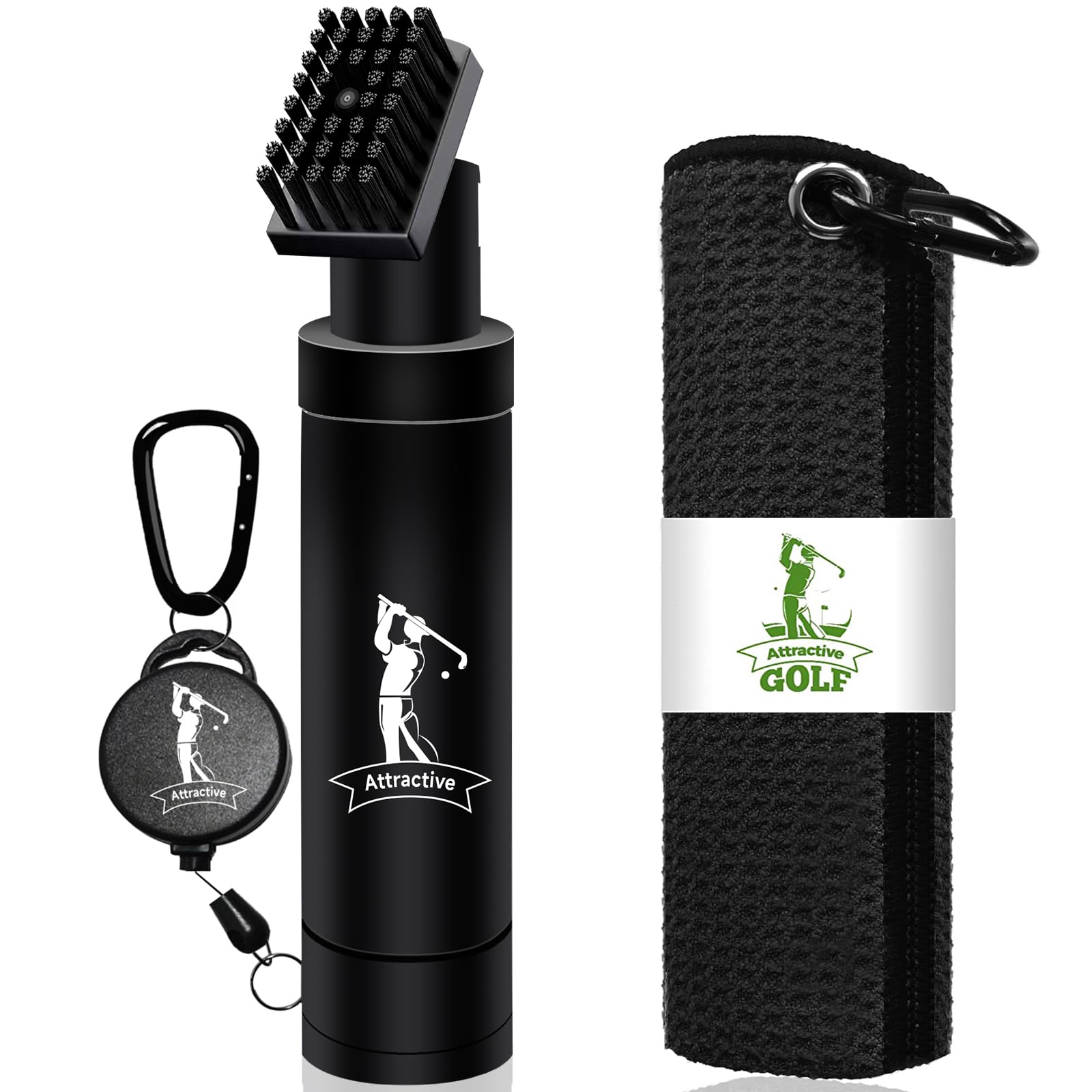 Fairways and Flopshots Golf Club Cleaner Set Includes Golf Water Brush and Waffle Pattern Golf Towel. Golf Club Brush/Golf Accessories for Men/Golf Gifts